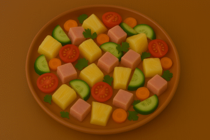 Salada Havaiana – Com ananás, fiambre e legumes